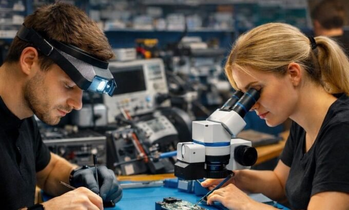 phone repair technician working on an iPhone in Norwich