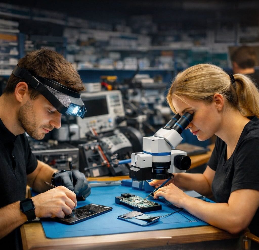 phone repair technician working on an iPhone in Norwich